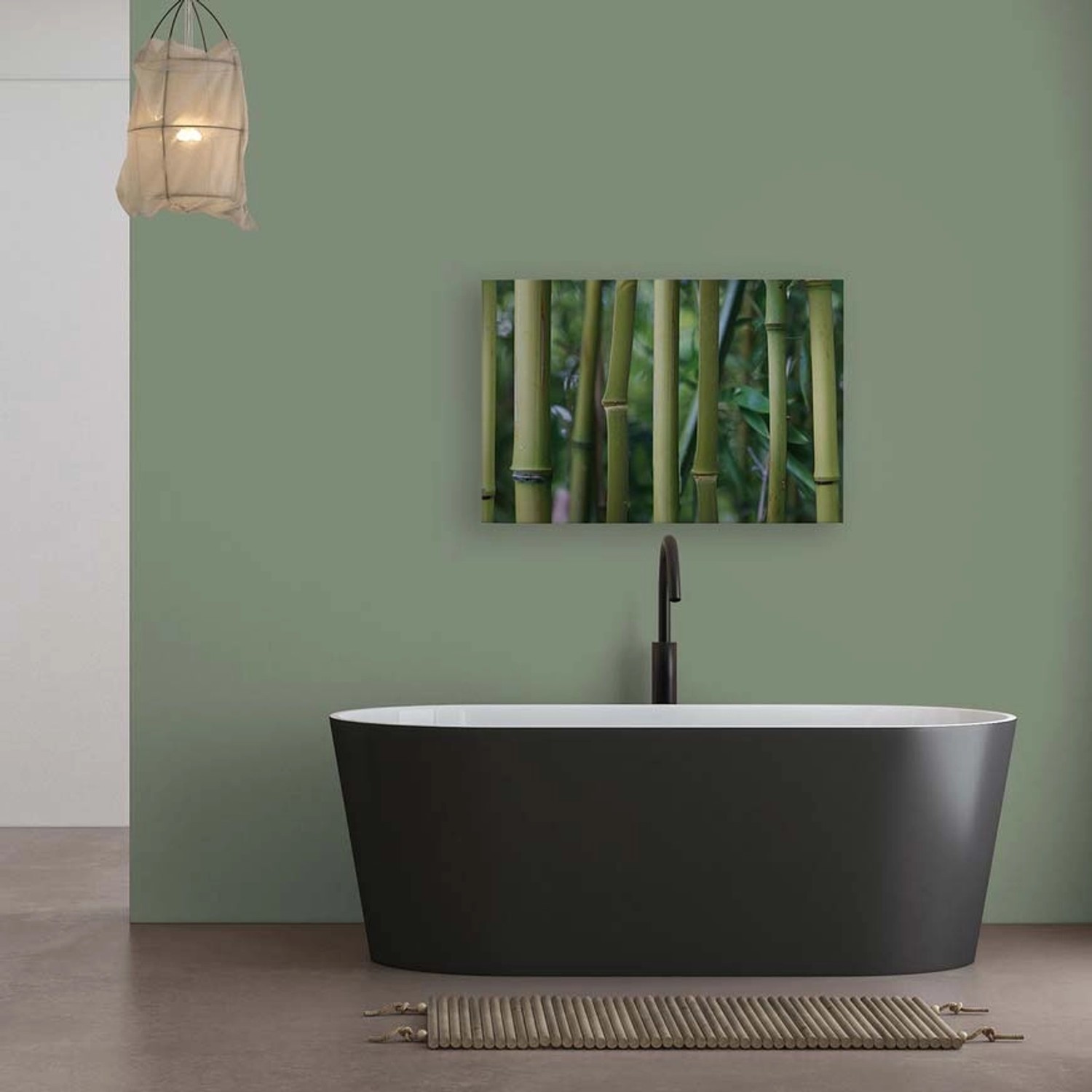 Bricoflor Spa Wandbild Bambuswald In Olivgrün Schlafzimmer Und Badezimmer Leinwandbild Asiatisch Deko Bild In 90 X 60 Cm
