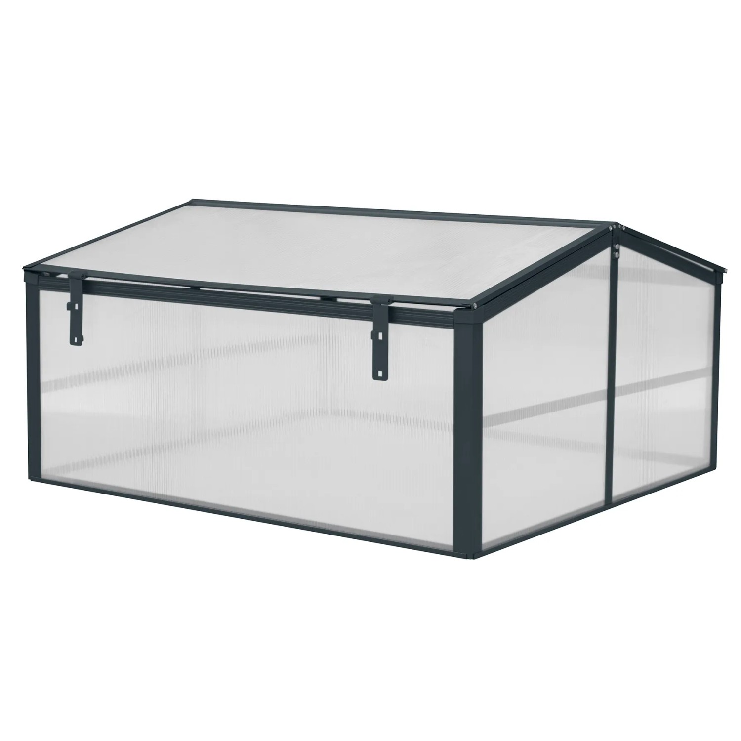 Floraworld Gewächshausaufsatz Twin-Wall für Hochbeet, 87x87x46cm, mit Klappfenster.