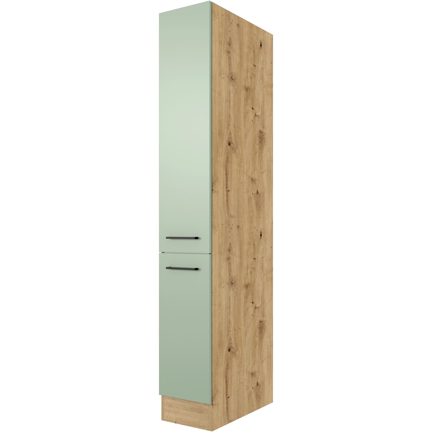 Flex-Well Exclusiv Apotheker-Hochschrank Cara 30cm Schilfgrün matt-Artisan Eiche (Maße: 200cm | 57cm | 30cm)