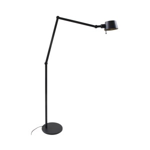 Moderne, schwarze Lucande Stehlampe Silka aus Metall für das Arbeitszimmer.