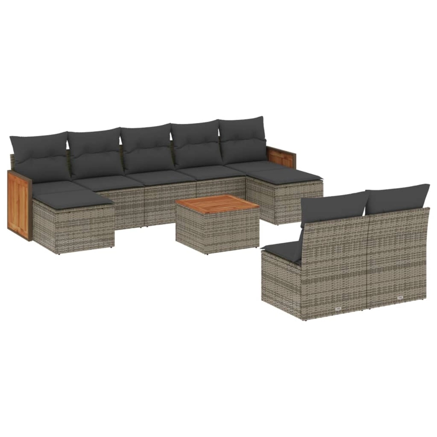 vidaXL 10-Tlg Garten-Sofagarnitur mit Kissen Grau Poly Rattan 3228062 günstig online kaufen