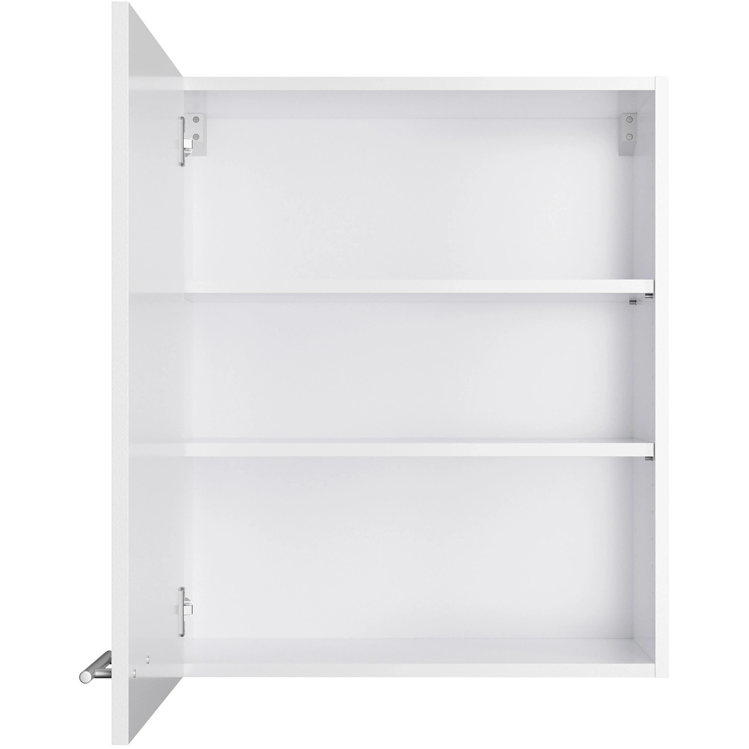 Offener, weißer Optifit Hängeschrank Bengt932 (60cm) mit zwei Einlegeböden.