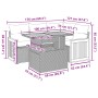 vidaXL Garten-Sofagarnitur, 5-teilig, schwarz, Poly Rattan, Akazie, mit Maßangaben.
