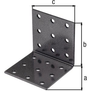 Alberts Duravis Lochplattenwinkel, 60x60x60 mm, Schwarzdiamant, Duplexbeschichtung, Stahlwinkel mit Löchern.
