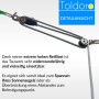 Graues Toldoro Tauwerk (6mm, 10m) mit Seilklemmen zum Spannen von Sonnensegeln und Flaggen.
