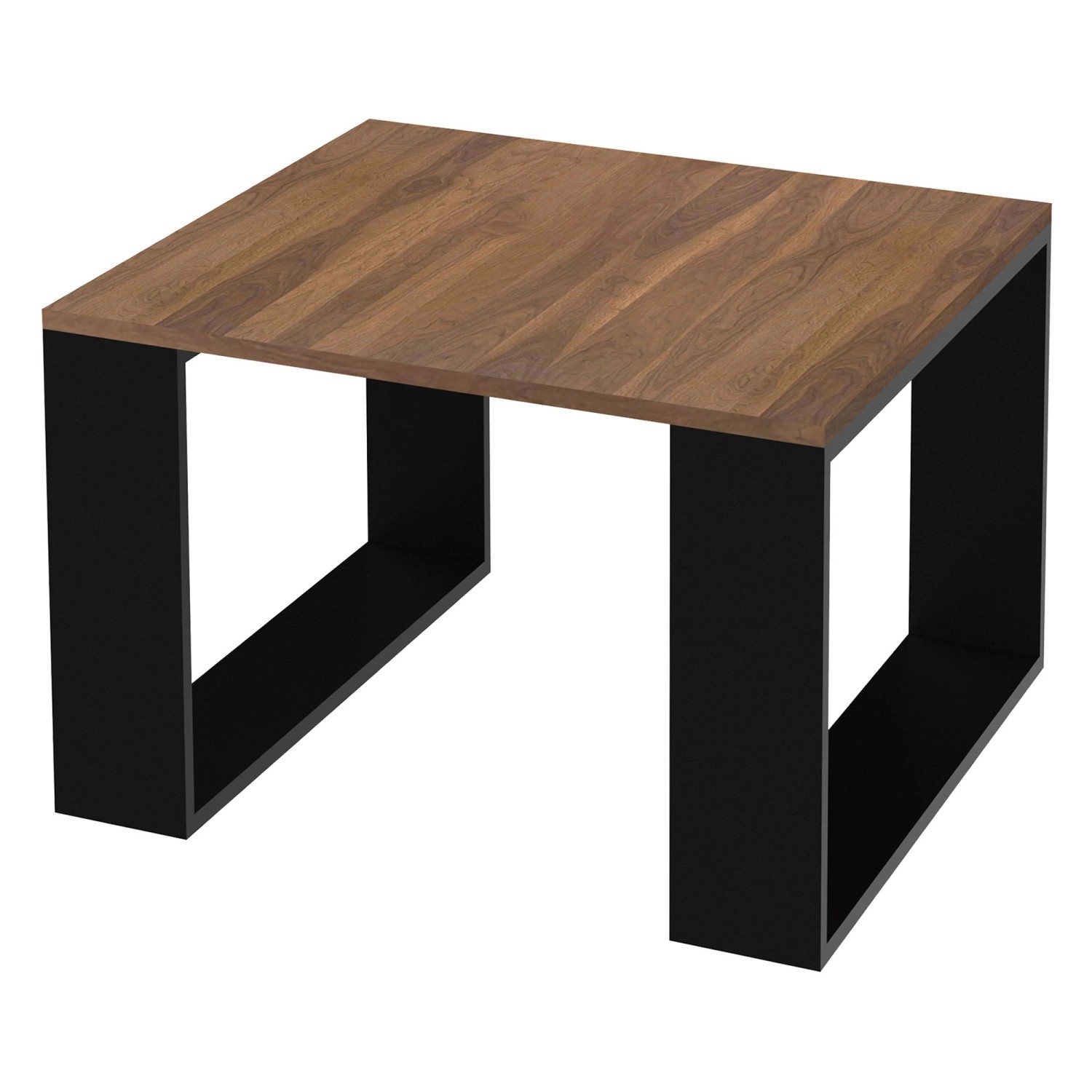 ML-Design Couchtisch 65x65x40cm Schwarz-Walnuss Kufenbeine Quadratisch günstig online kaufen