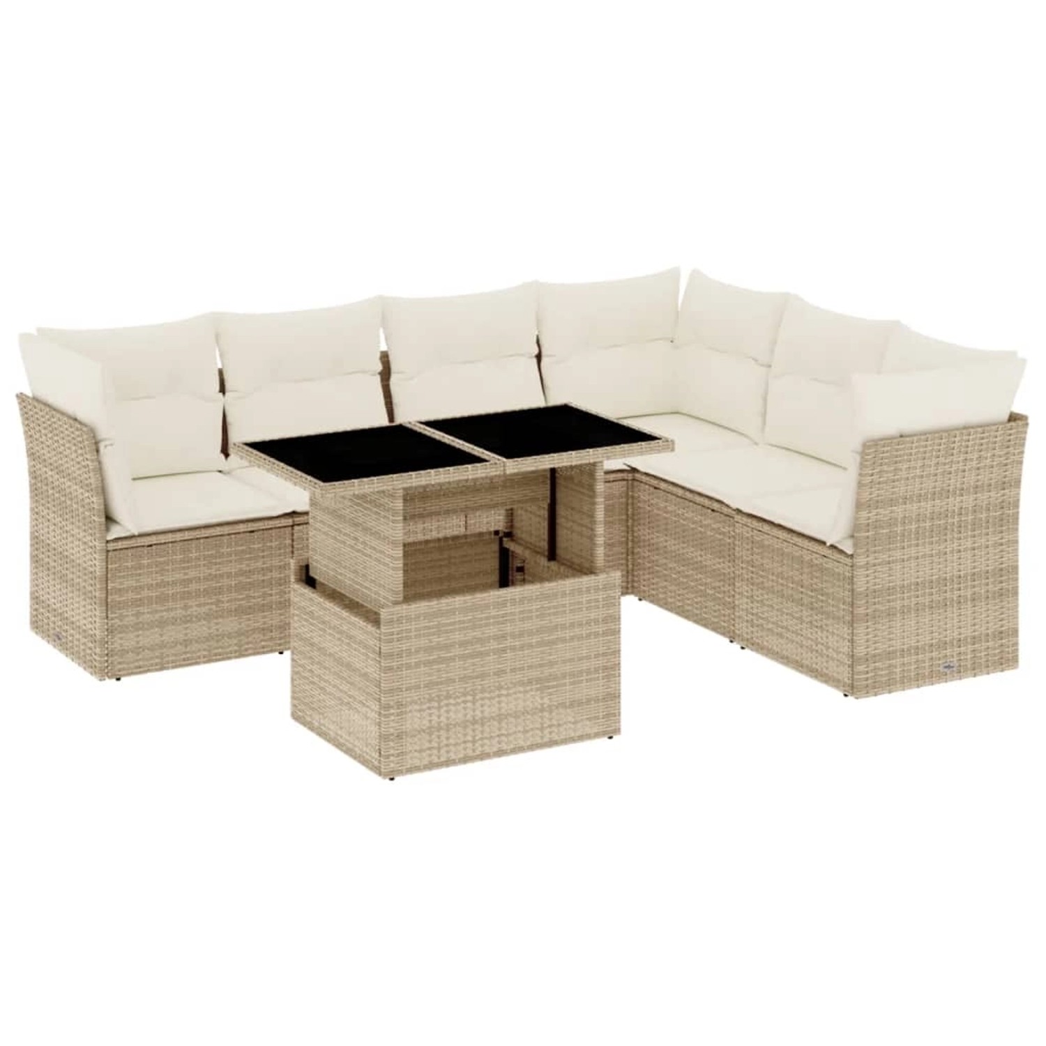 vidaXL 7-tlg Garten-Sofagarnitur mit Kissen Beige Poly Rattan Modell 403 günstig online kaufen