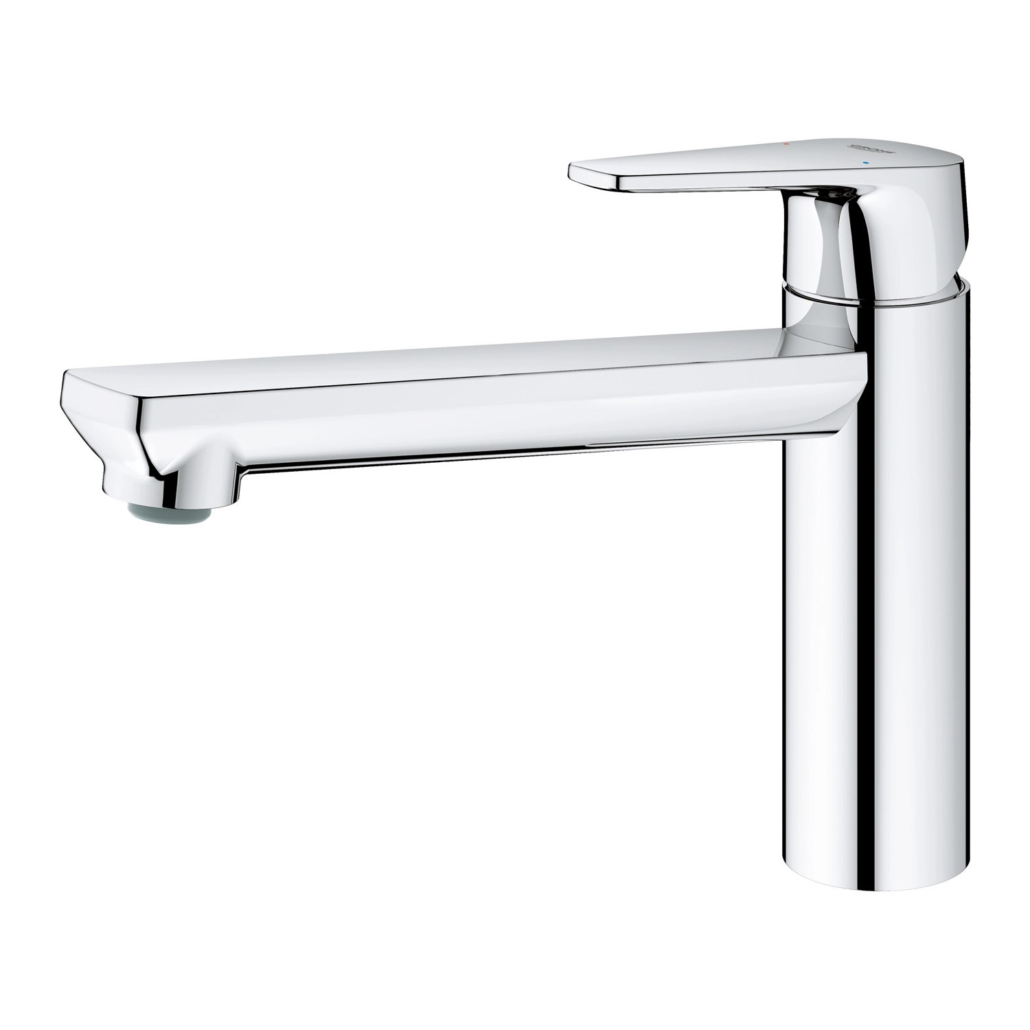 Grohe QuickFix Start Edge Küchenarmatur, Chrom, Einhebelmischer mit mittelhohem Auslauf.
