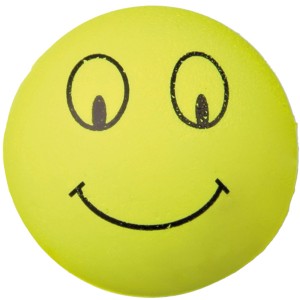 Gelber Jollypaw Smiley Ball aus Moosgummi, ø 6 cm, für Hunde.