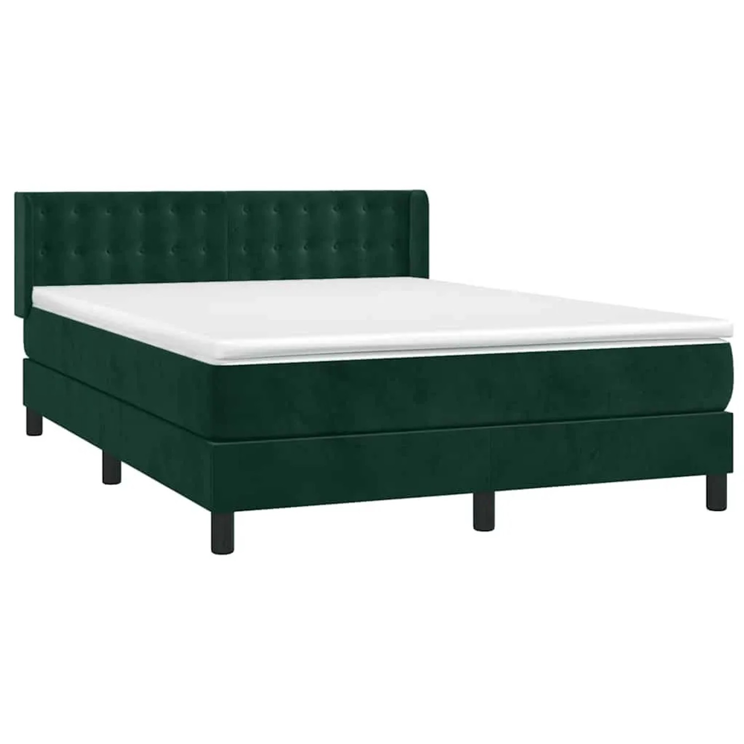vidaXL Boxspringbett mit Matratze Dunkelgrün 140x200 cm Samt 3131204 günstig online kaufen