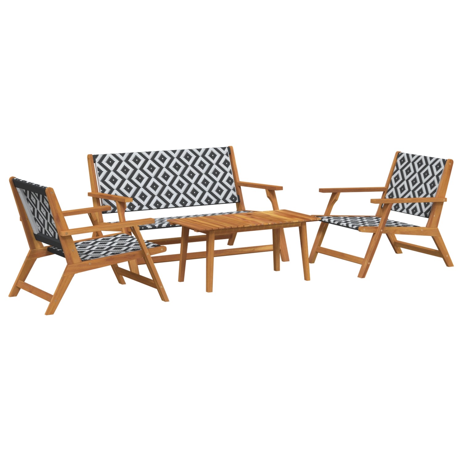vidaXL Gartenstühle mit Tisch-Set - 4 Teile Schwarz und Weiß aus Massivem A günstig online kaufen