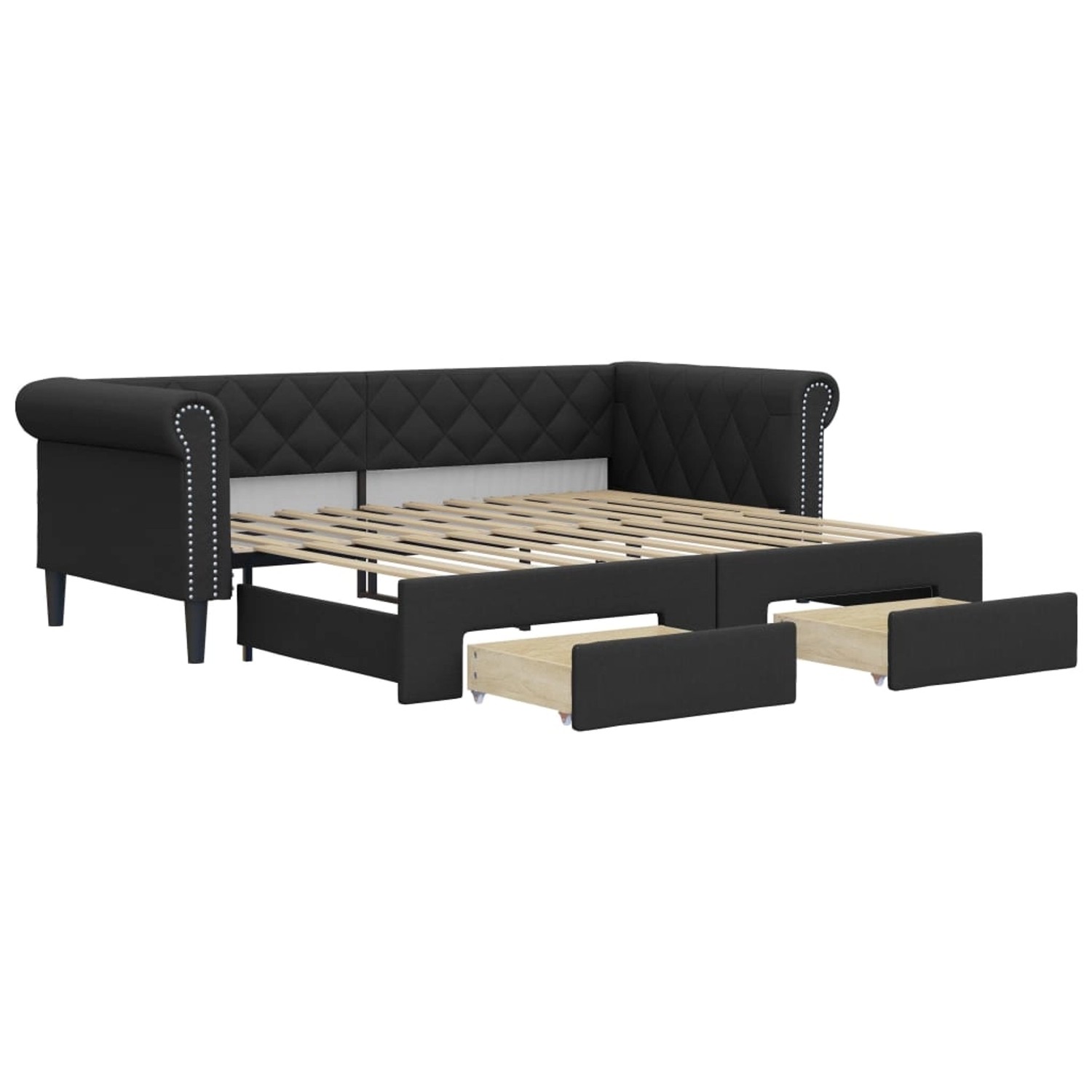 vidaXL Tagesbett Ausziehbar mit Schubladen Schwarz 90x200cm Kunstleder18997 günstig online kaufen