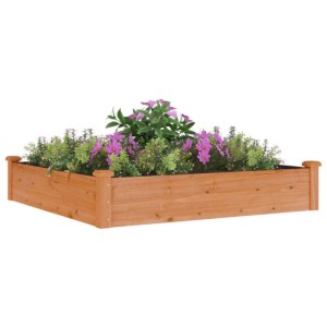 vidaXL Hochbeet mit Einsatz Braun 120x120x25 cm Massivholz Tanne 364293