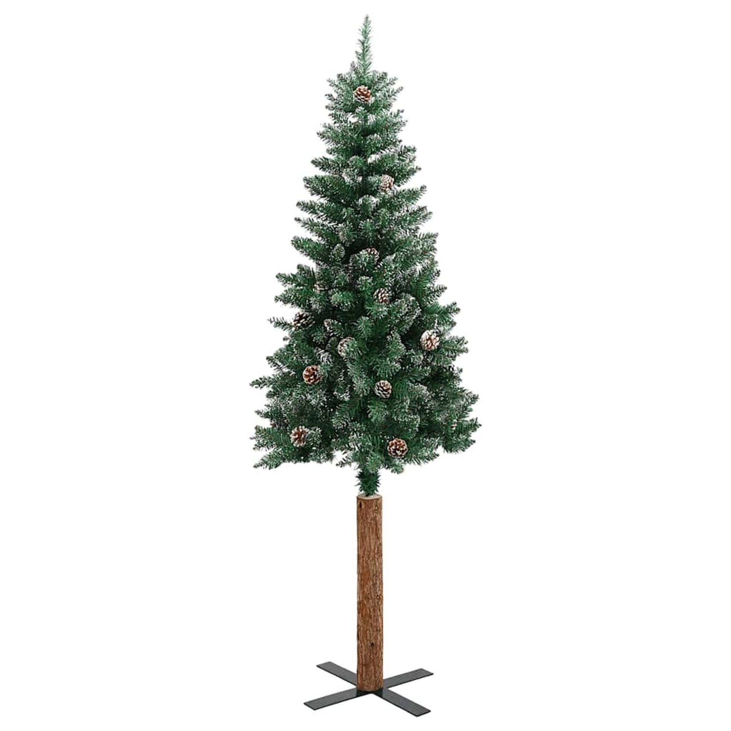 vidaXL Weihnachtsbaum Schlank mit Echtholz und Schnee Grün 180 cm 320961