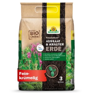 Neudorff NeudoHum Aussaat- und Kräutererde, 3 l Sack. Torffreie Anzuchterde für Kräuter und Aussaat.