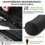 Sekey Mumienschlafsack in Anthrazit: Details zu Reißverschluss, Fußbox und Anti-Klemm-Band.