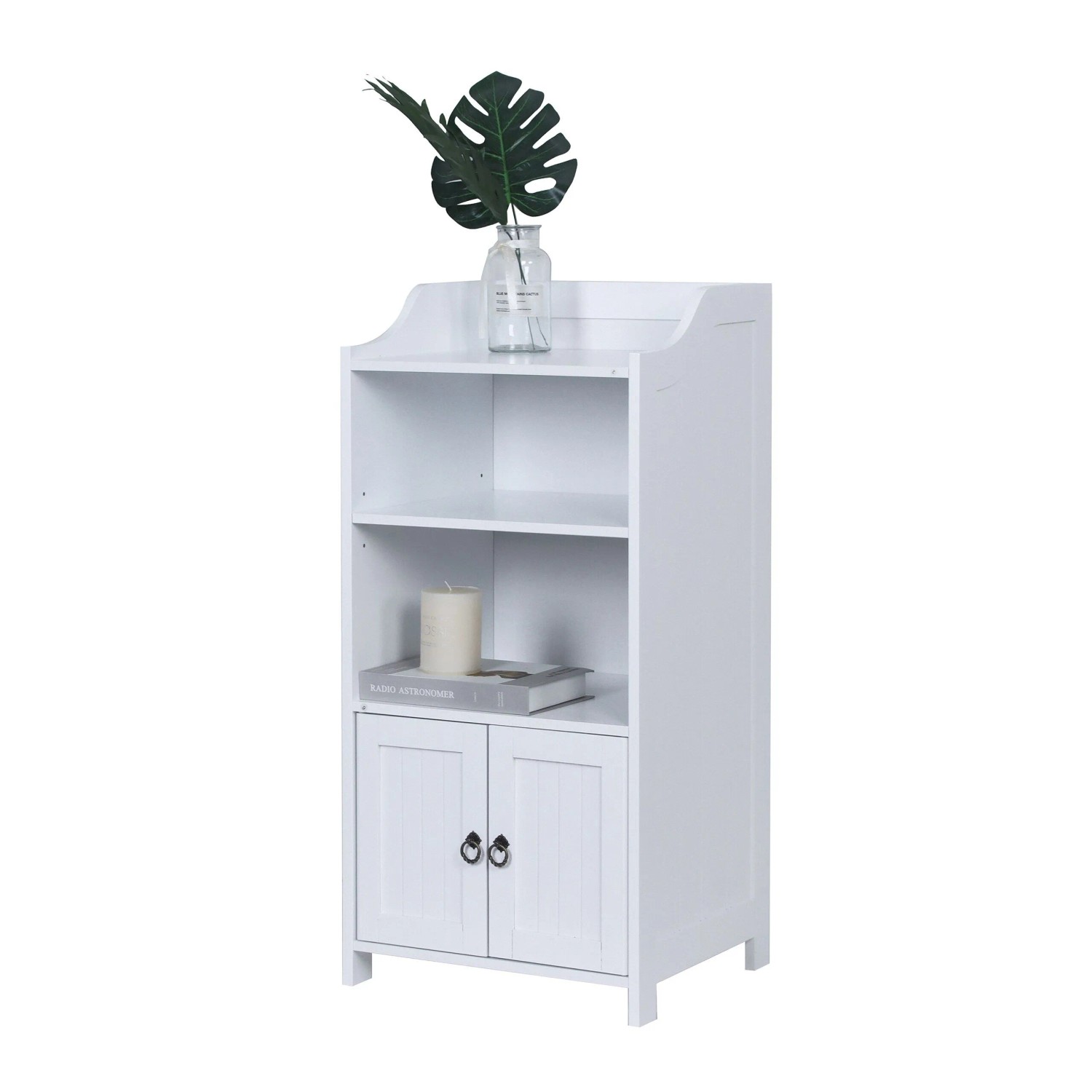 Relaxdays Badezimmerschrank MDF Zink Weiß 4 Fächer und Türfach 86 x 40,5 x 36 cm 11,7 kg