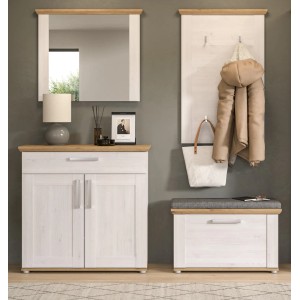 Inn.Furn Garderoben-Set 4-teilig Weiß Lärche 190 cm Landhaus Mirano