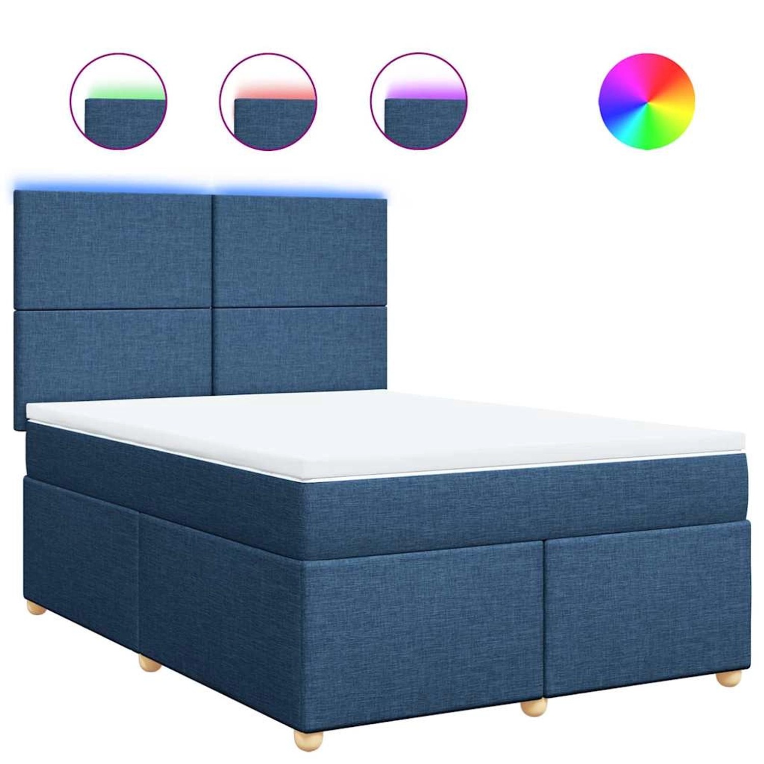 vidaXL Boxspringbett mit Matratze Blau 140x190 cm Stoff 3293574 günstig online kaufen