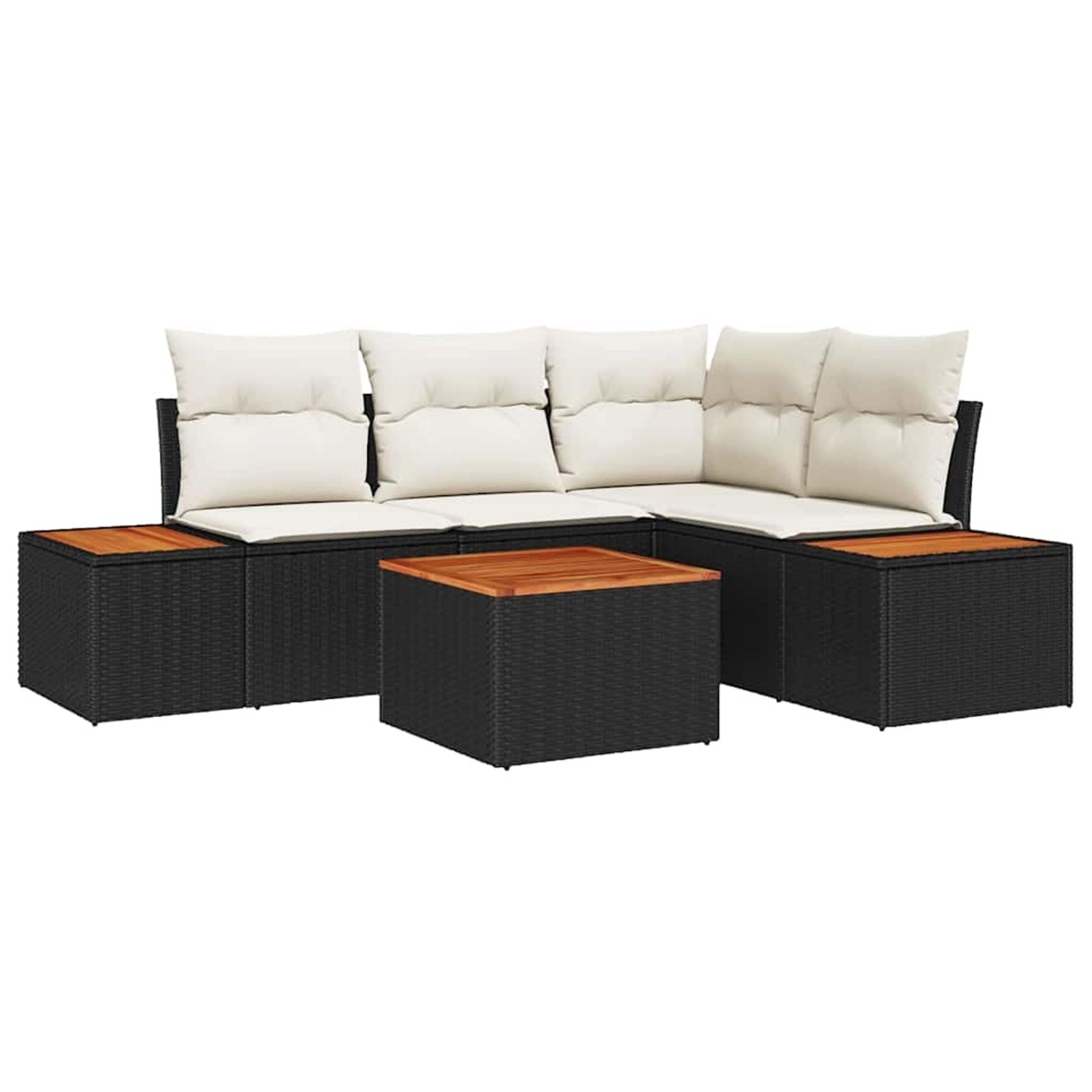 vidaXL Garten-Sofa-Set mit Kissen 5-Tlg Schwarz Poly Rattan 3348078 günstig online kaufen