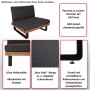 MCW Lounge-Sessel H54 mit braunem Akazienholzgestell, schwarzen Beinen und dunkelgrauen Polstern. Gartenstuhl mit 10cm dicken Kissen.