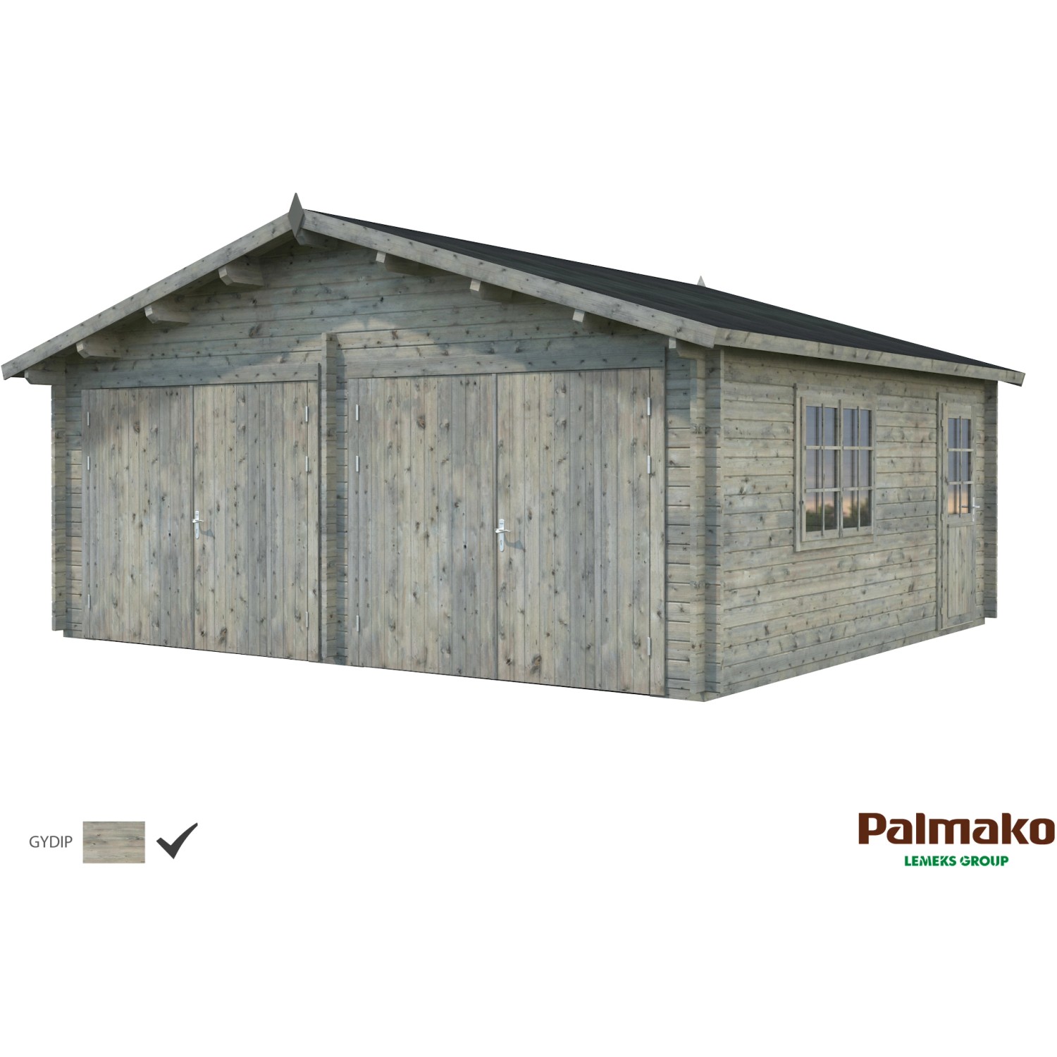 Palmako Holzgarage Roger mit Holztor Grau tauchgrundiert 575 cm x 510 cm günstig online kaufen