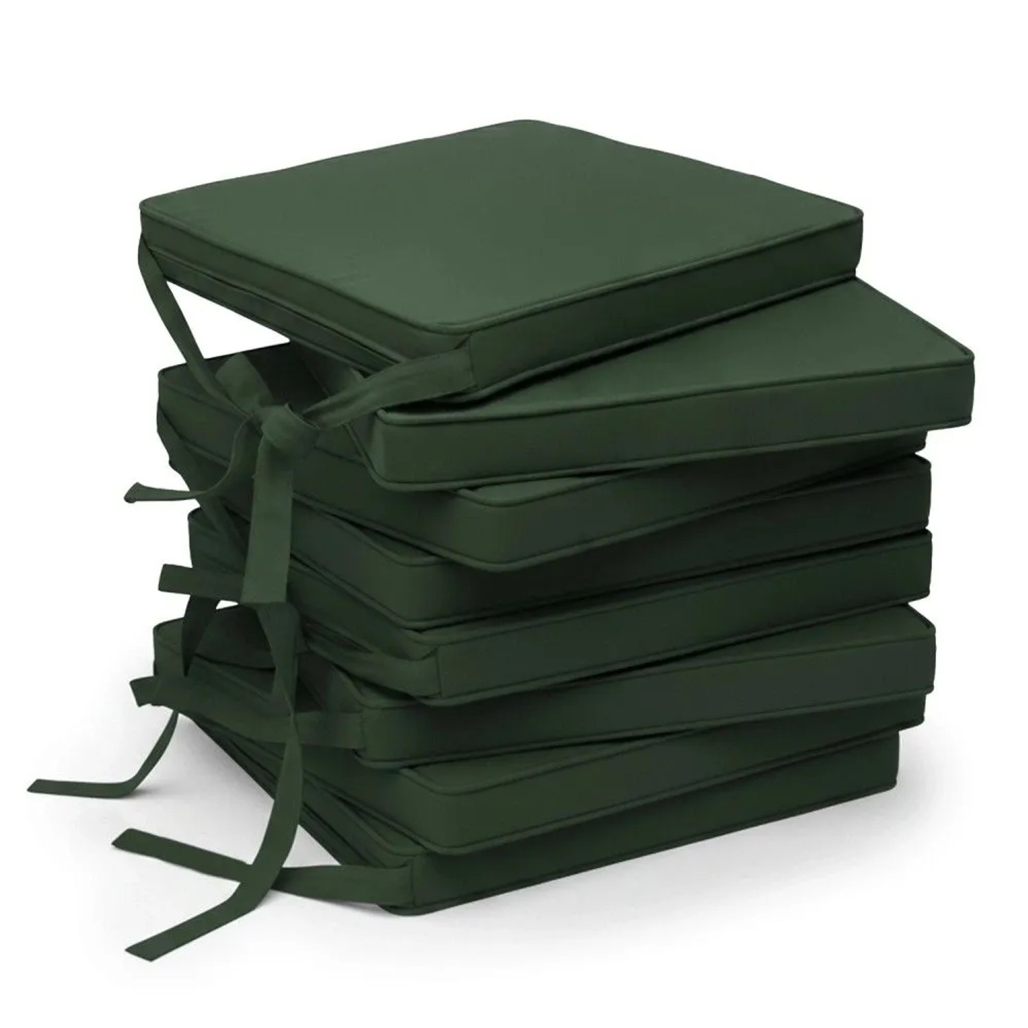 Beautissu 8er Set Loft SK Stuhlkissen 45x40 cm mit Bändern Rutschfest Dunkelgrün