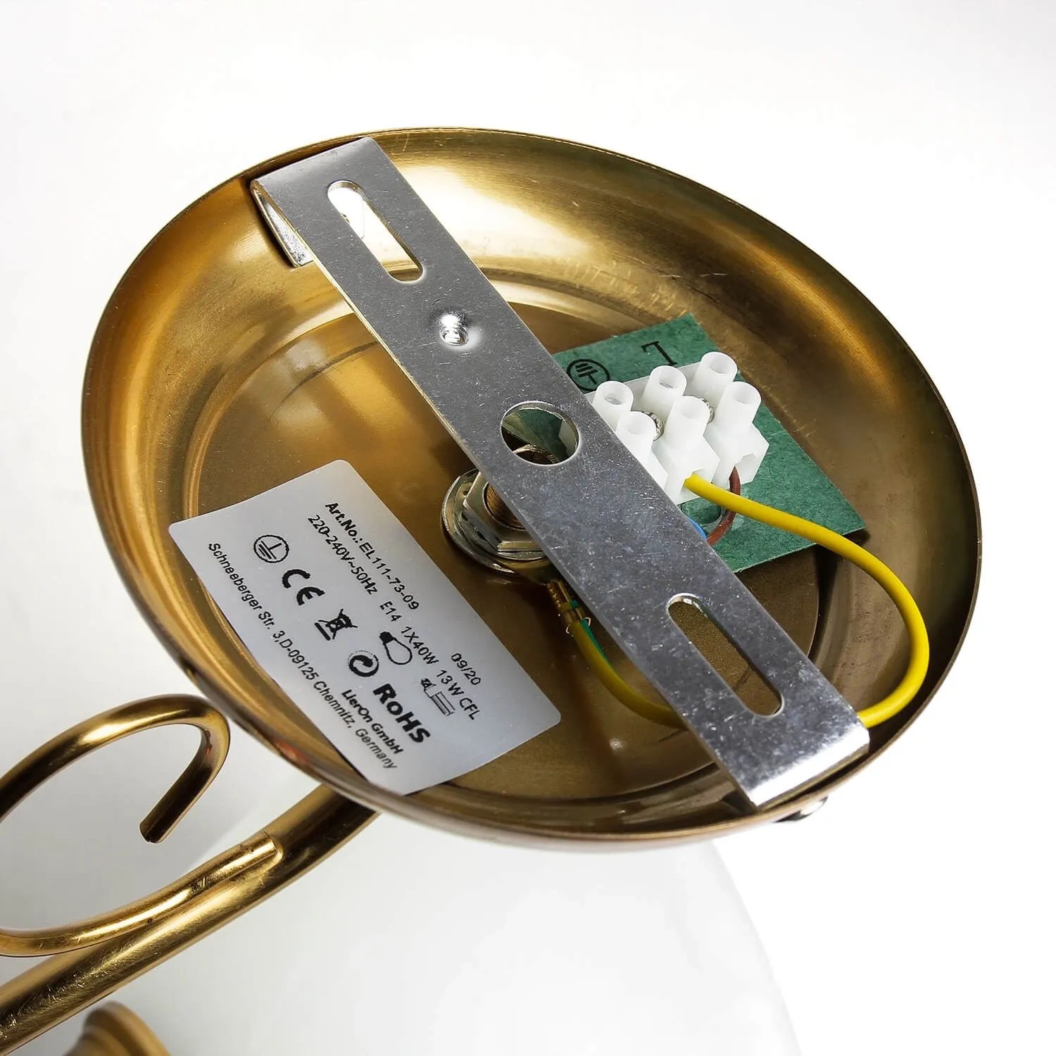 EASYLIGHT Wandleuchte Metall Glas E14 18 cm Hoch In Messing Weiß Rustikal_7