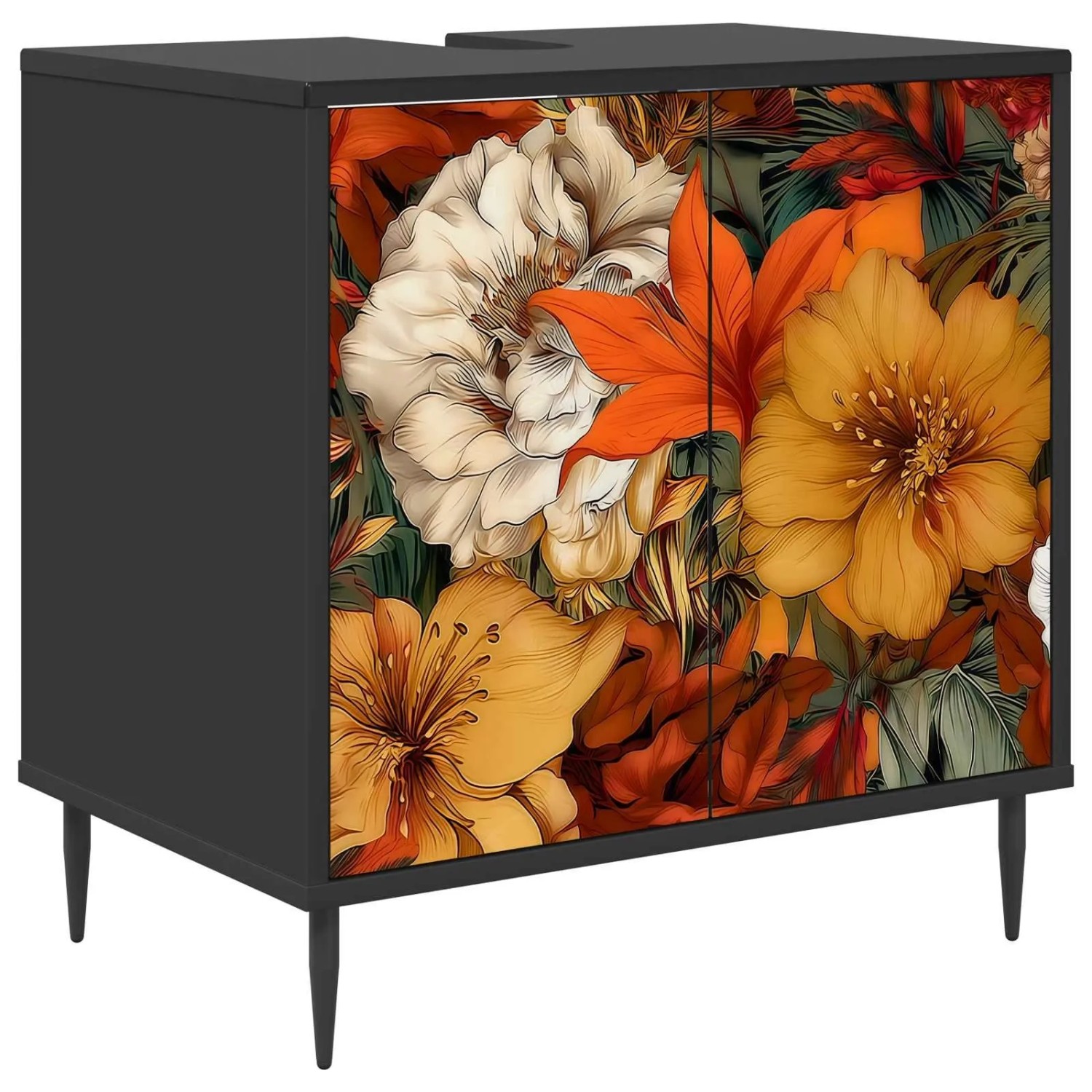 vidaXL Badezimmerschrank GENNEP Schwarz Eichen-Optik 60 x 40 x 61 cm 8007415