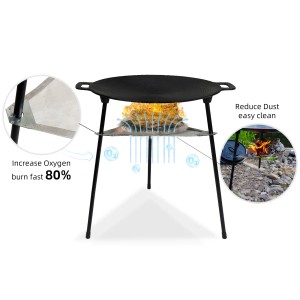 Schwarze CCLIFE Grillpfanne aus Gusseisen mit Untergestell für koreanisches BBQ.