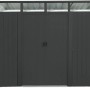 Pergart Gerätehaus Lübeck 89 in Anthrazit matt mit Doppeltür und Oberlichtern.