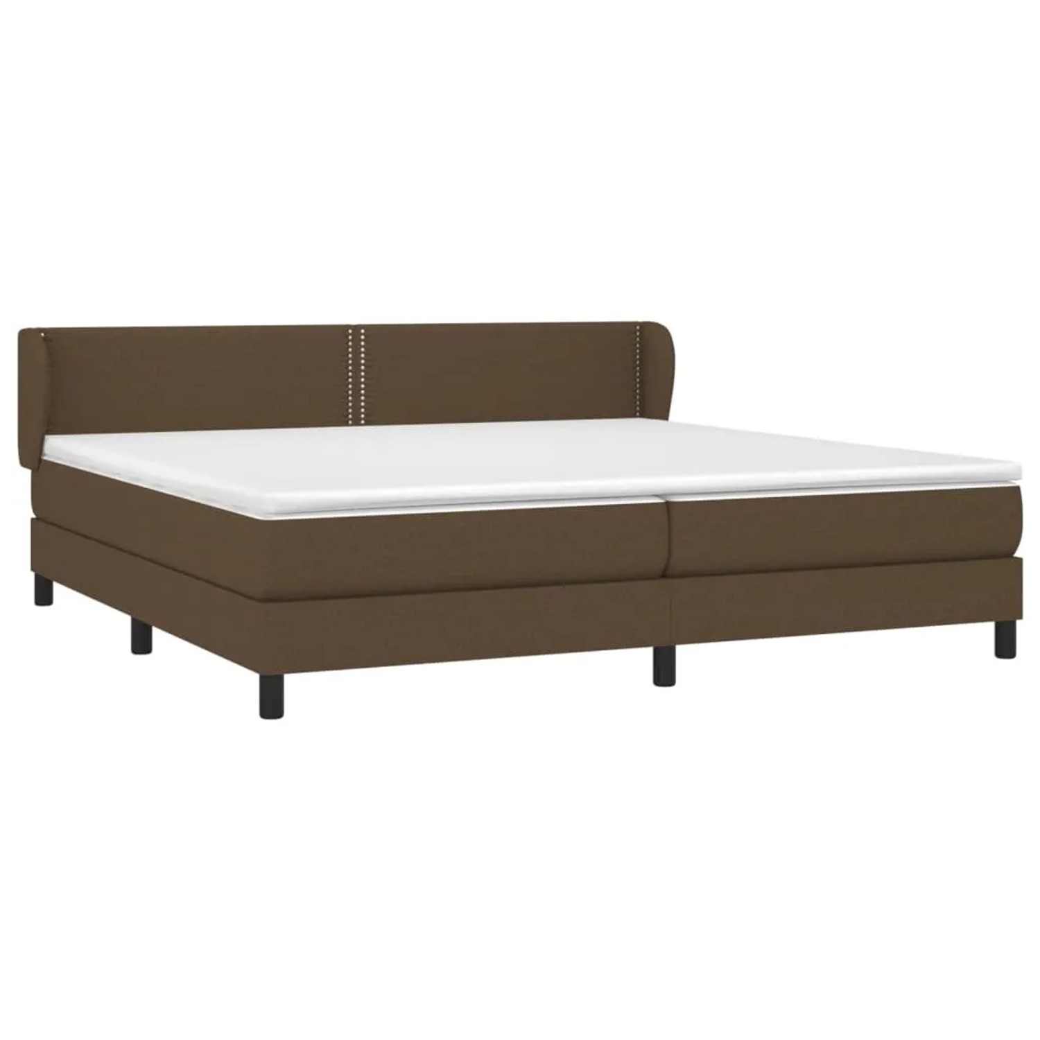 Dunkelbraunes vidaXL Boxspringbett 200x200 cm mit Matratze und Kopfteil.