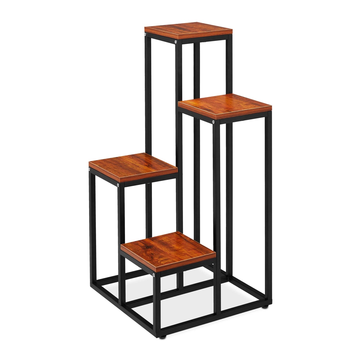 Relaxdays Blumentreppe Stahl MDF Dunkelbraun mit 4 Ablagen 100 cm x 40 cm x 40 cm 5,1 kg