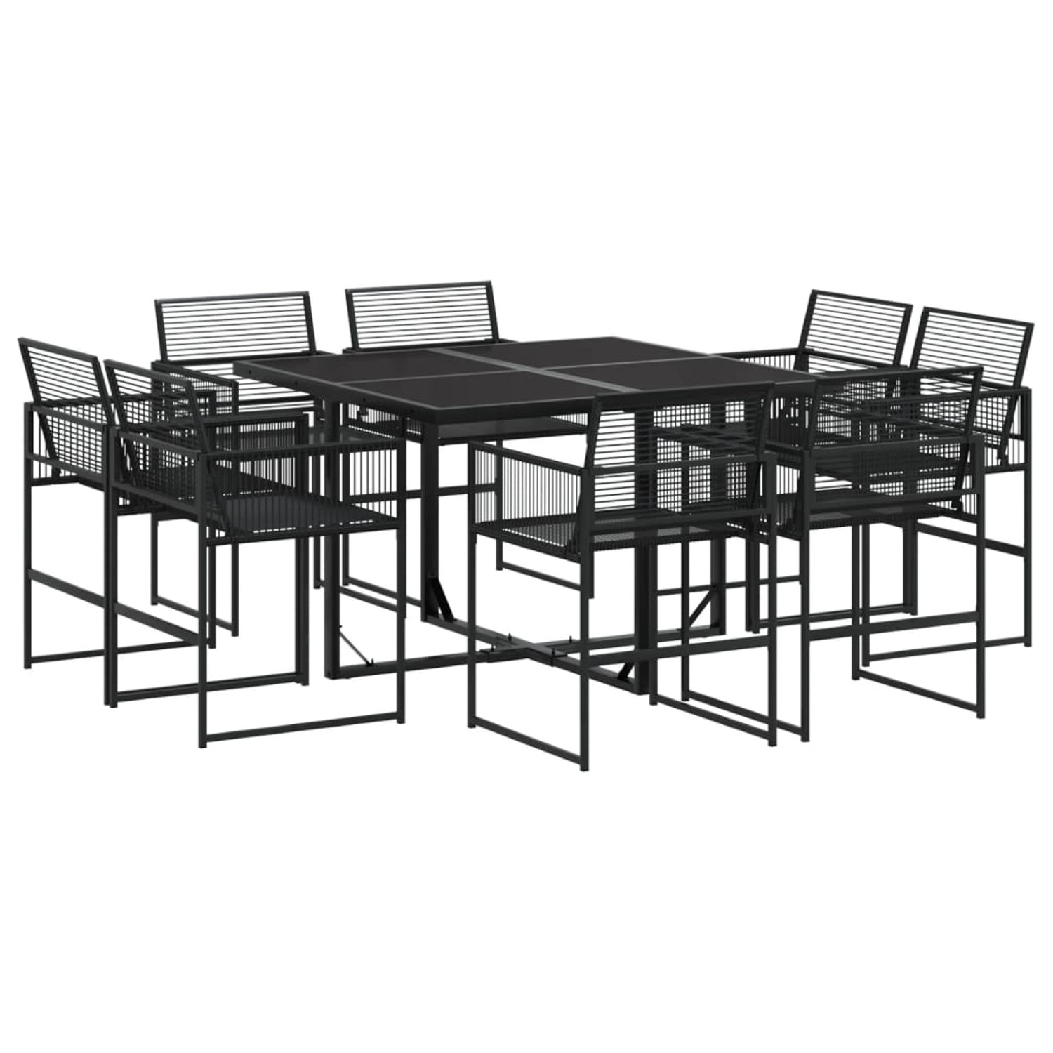 vidaXL 9-tlg Garten-Essgruppe Schwarz Poly Rattan Modell 7 günstig online kaufen