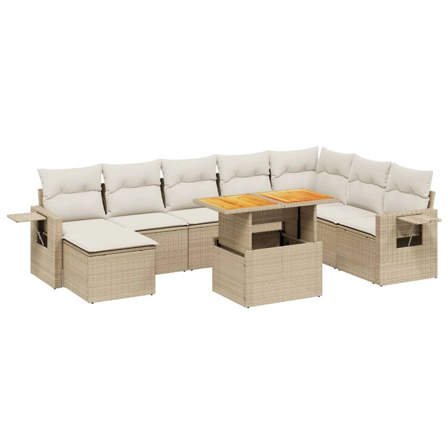 vidaXL 9-Tlg Garten-Sofagarnitur mit Kissen Beige Poly Rattan 3271891 günstig online kaufen