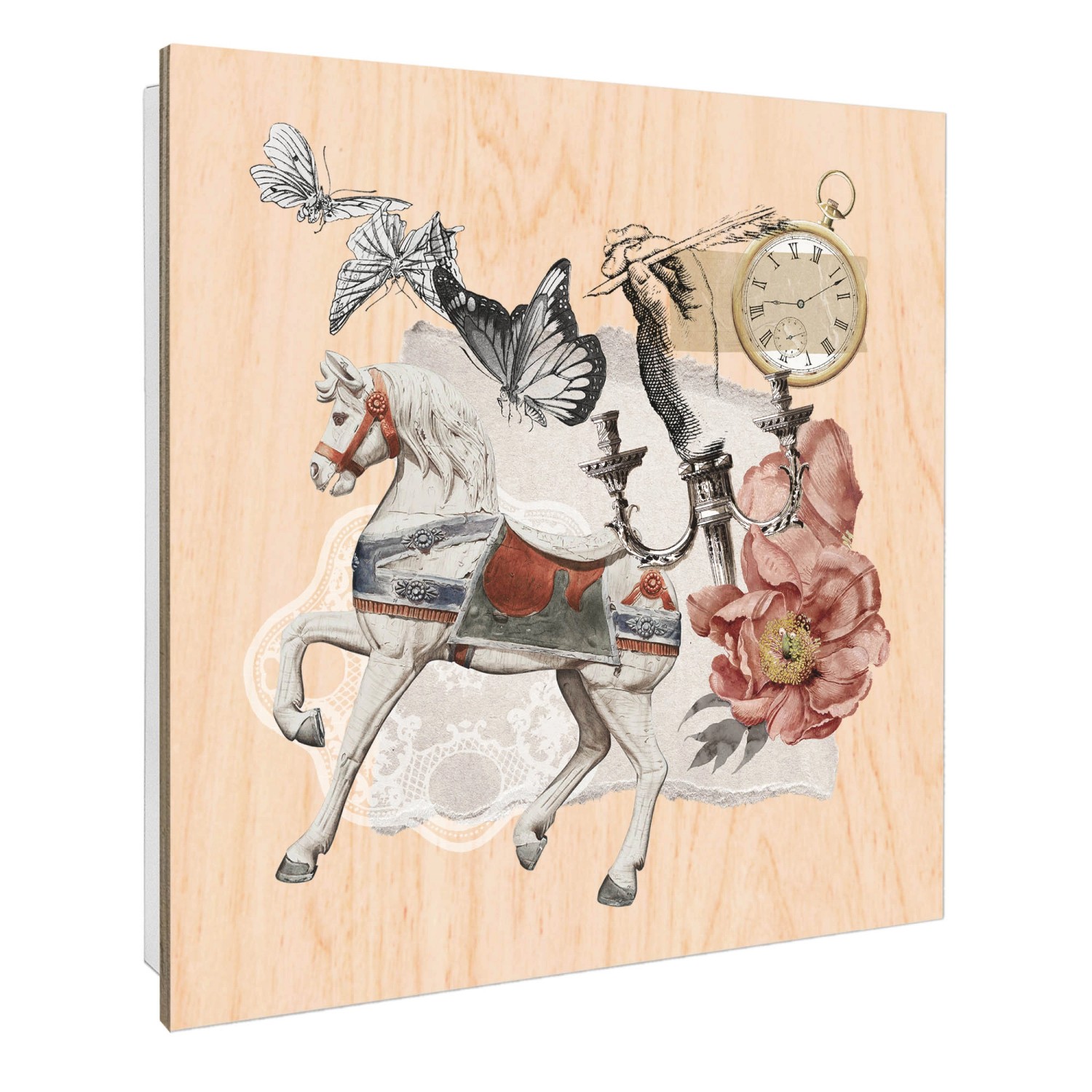 Banjado Schlüsselkasten mit Holzfront 30x30cm Weiß Scharnier Links 50 Haken günstig online kaufen