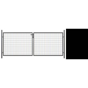 Anthrazitfarbenes T&J Doppeltor Strong (400x103 cm) mit Pfosten für Gartenzäune.