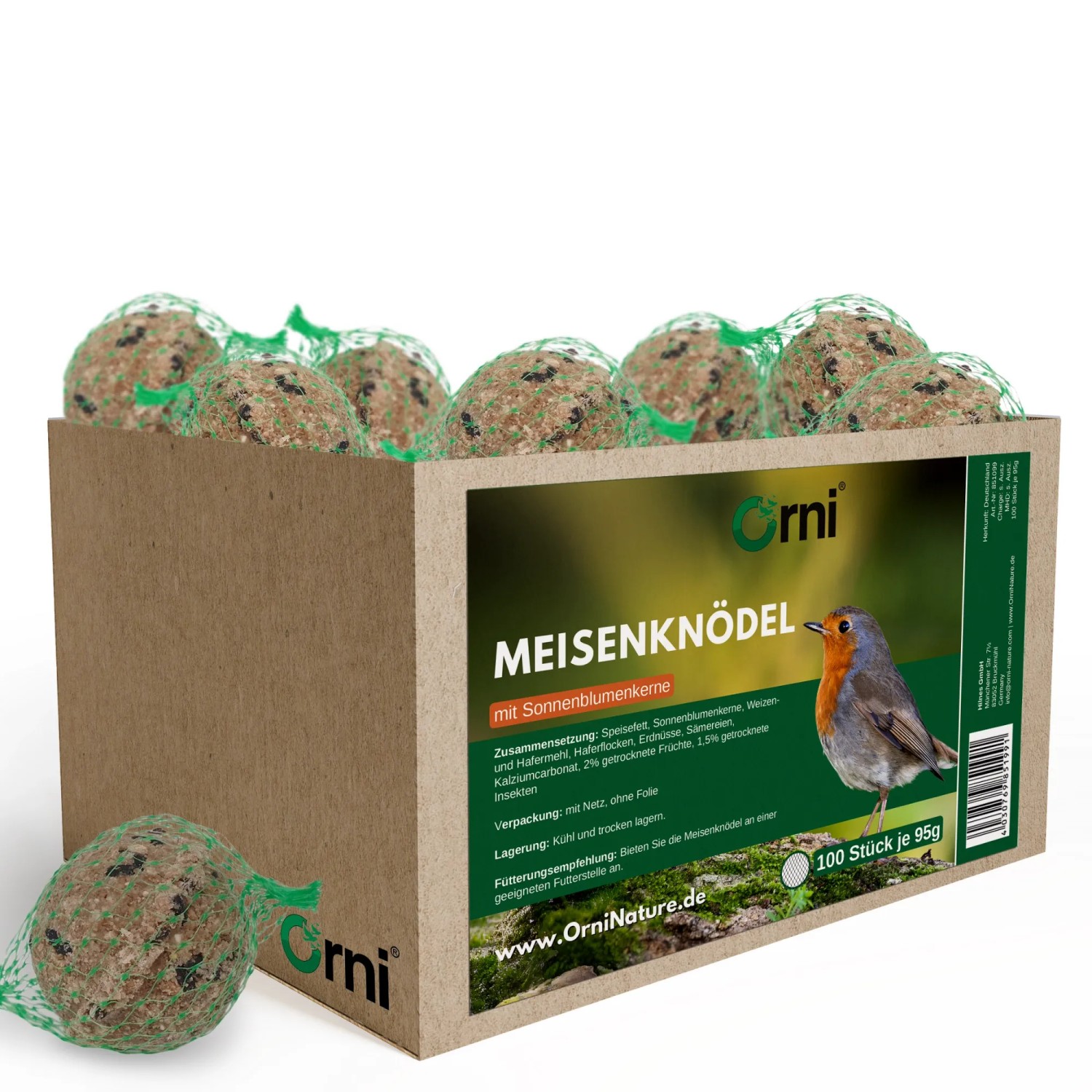 Orni Meisenknödel im Netz mit Sonnenblumenkerne für Wildvögel
