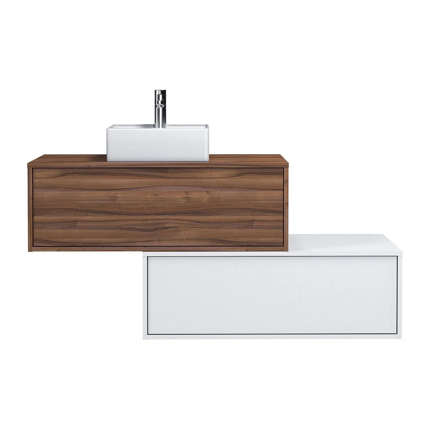 Vente-unique Einzelwaschtisch Teana Naturfarben Dunkel  Weiß 94 cm
