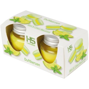 HS Candle Duftkerze Macaron 2er-Pack Mint & Limes im Karton.