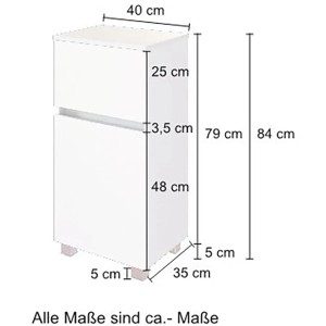 Held Möbel Unterschrank Salerno, 40 cm, Wotaneiche, Maße des Bad-Hängeschranks.