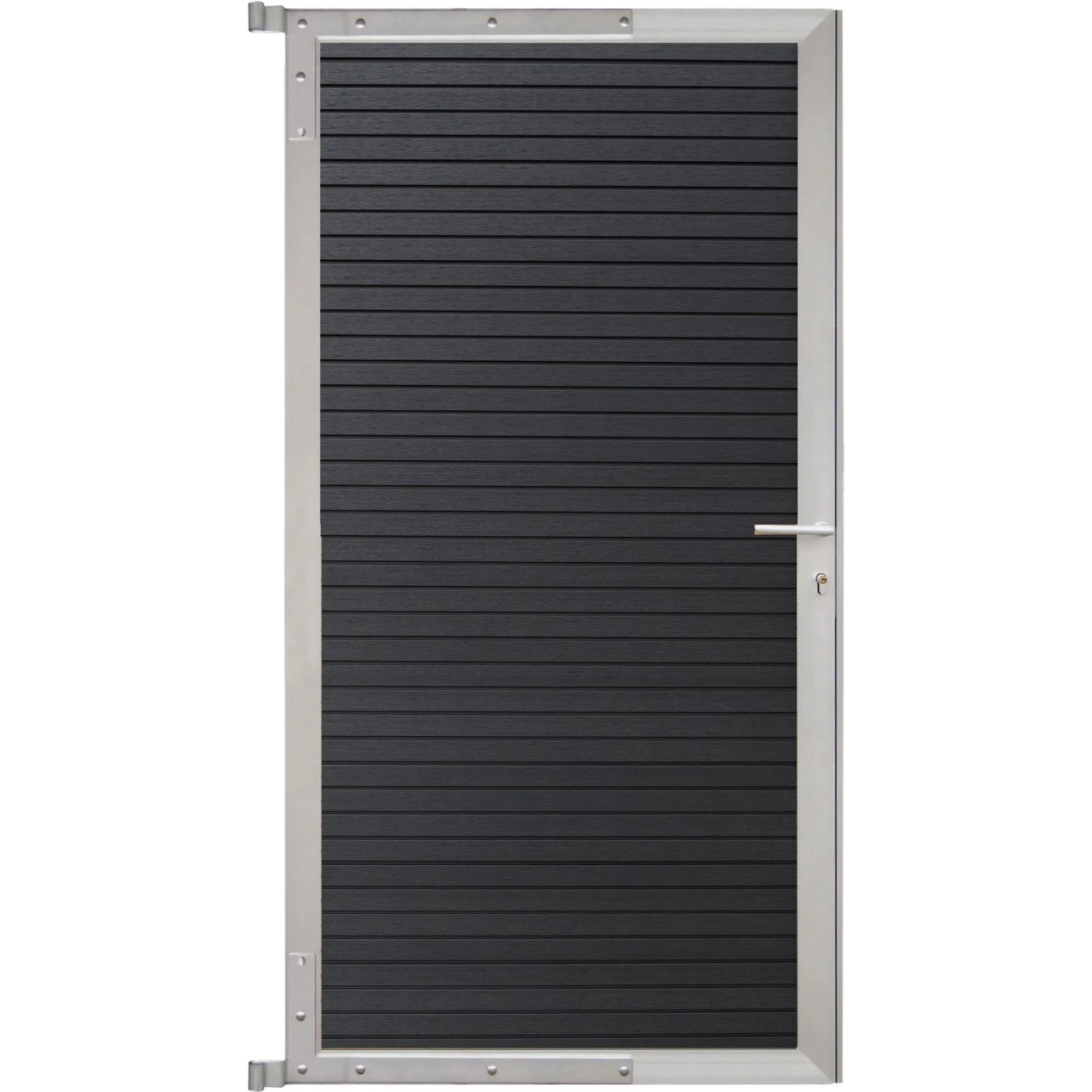 GartenLand Steckzauntor Shadowline ca. 90 x 175 cm WPC Deep Black Aluminium Silber
