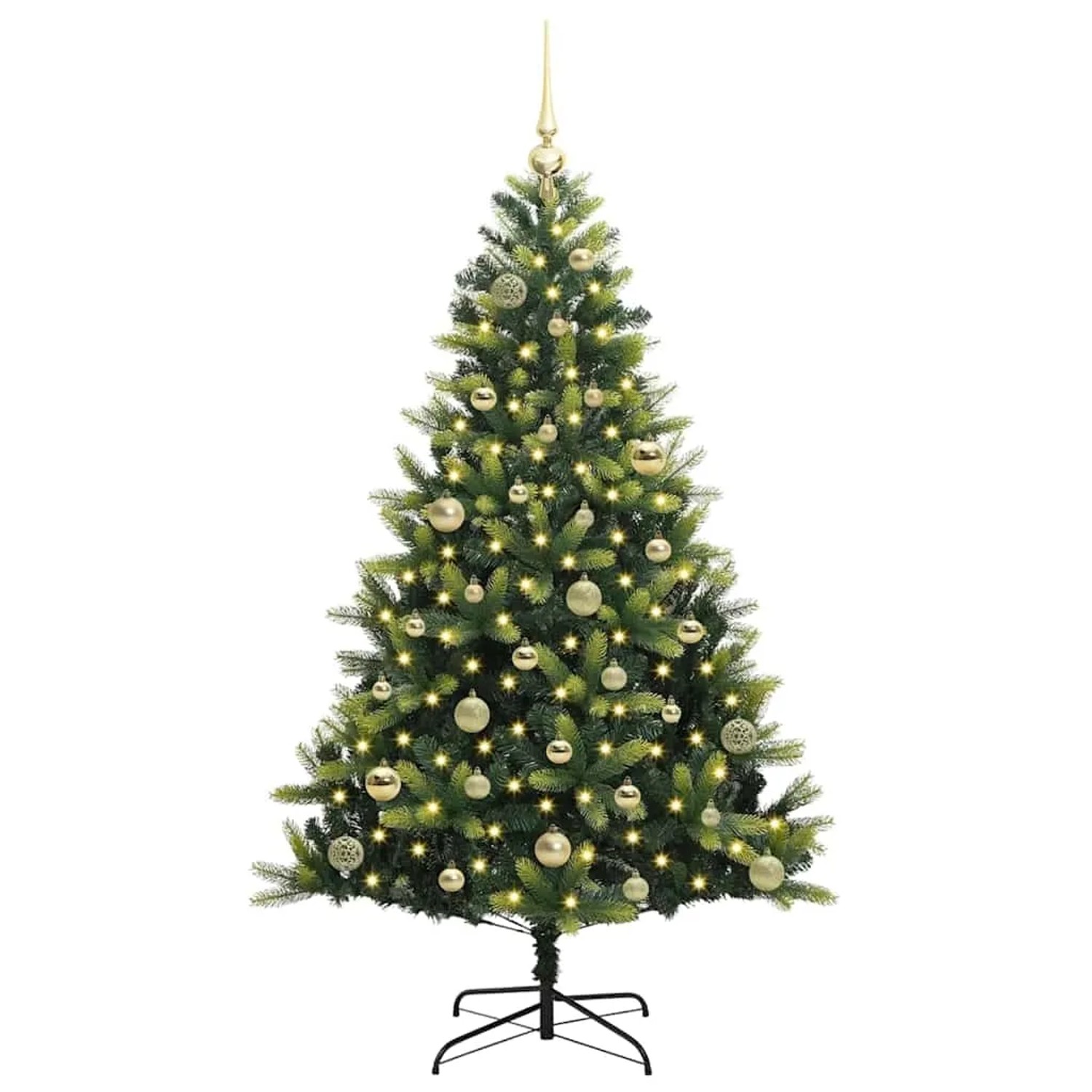 vidaXL Künstlicher Geflammter Weihnachtsbaum 150 LEDs Grün 150 cm 3395986