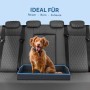 Blaues, faltbares Bestlivings Haustierbett (80x60cm) mit Hund im Auto.