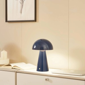 Blaue Lindby LED Tischlampe Nevijo mit USB-Anschluss, dimmbar, aus Metall.