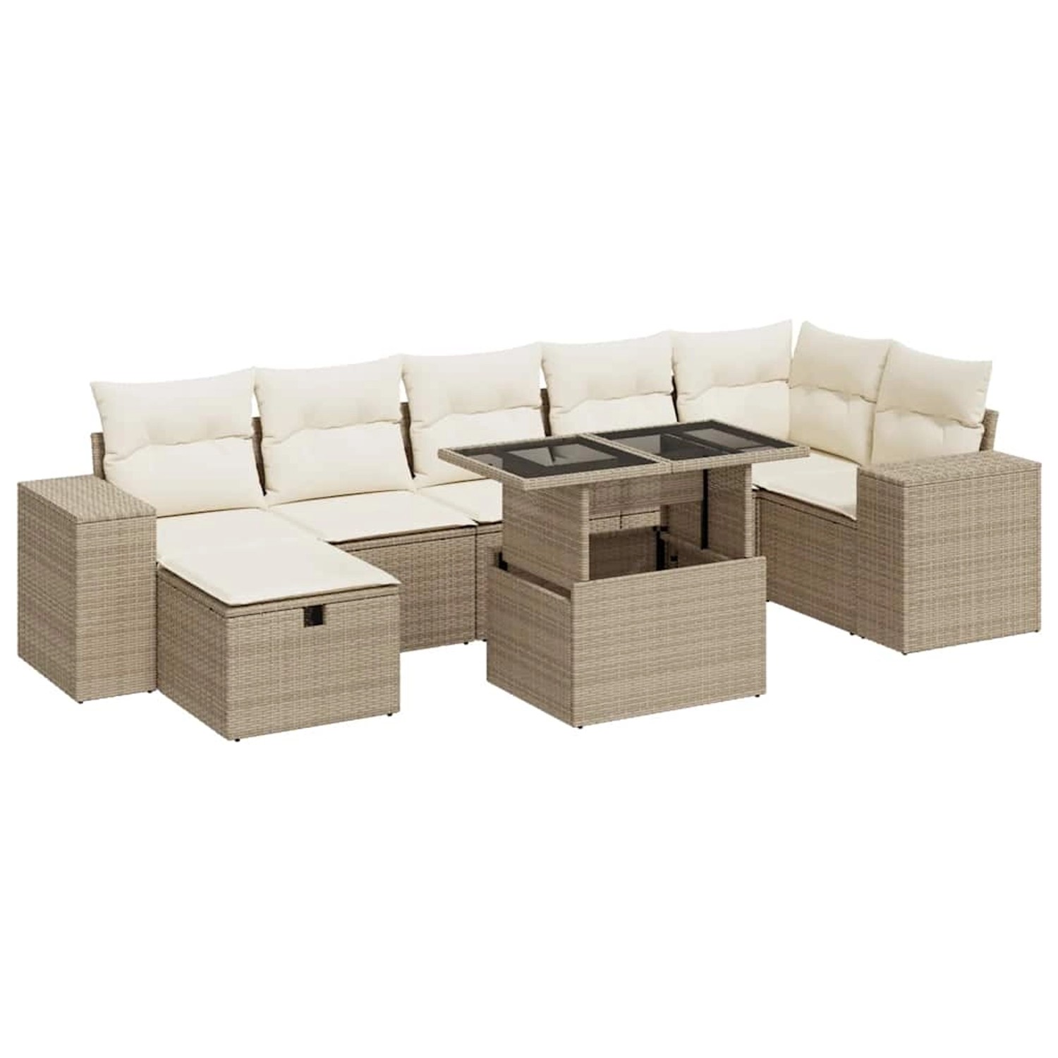 vidaXL 5-Tlg Garten-Sofagarnitur mit Kissen Beige Poly Rattan 3327948 günstig online kaufen