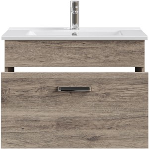 Pelipal Waschtisch Quickset 313, 75 cm, Sanremo Eiche Terra mit Schublade und Keramikwaschbecken.