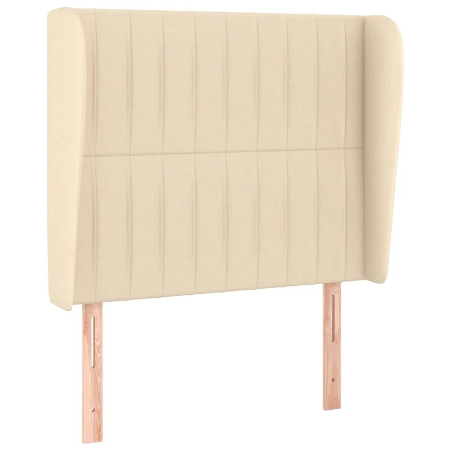 Cremefarbenes Boxspringbett mit Matratze, Stoffbezug, 80x200 cm. Bett mit gestepptem Kopfteil.