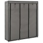 Grauer vidaXL Kleiderschrank (150x45x175cm) mit Fächern und Stangen aus Stoff.