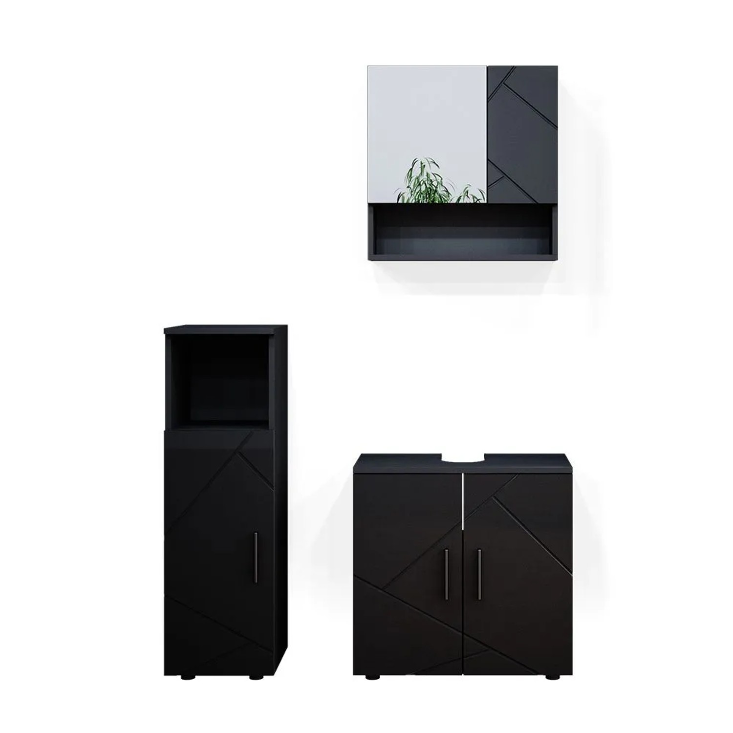 Vicco Badmöbel-Set Irma Anthrazit Hochglanz 60 x 59 3-teilig